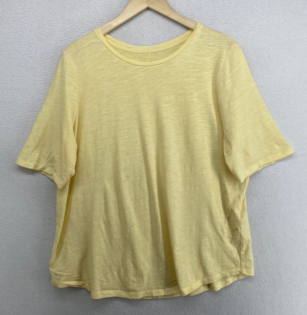 EILEEN FISHER Top XL Slub Organic Cotton Jersey Crew Neck Short Sleeve Yellow